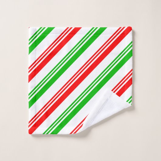 Rode en groene snoeprietstrepen bad handdoek (Wasdoekje)