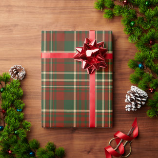 Rode en groene tartan geruite kerstcadeau  cadeaupapier