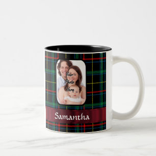 Rode en groene tartan tweekleurige koffiemok