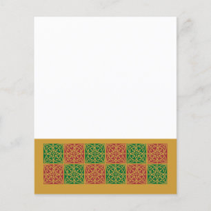 Rode en groene tegelkunst op gouden patroon flyer