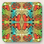 Rode en groene witte roomkleurige harten bier onderzetter (Voorkant)