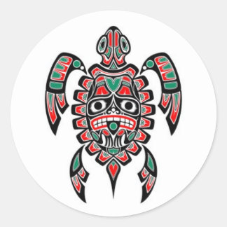 Rode en groene Zee Haida Spirit Ronde Sticker
