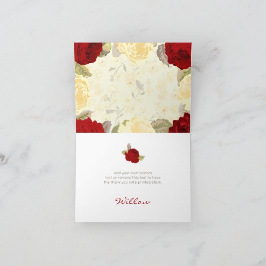 Rode en ivoren Rozen Dank u kaarten (Binnen)