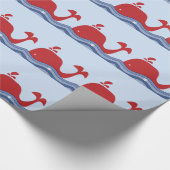 Rode en Navy blauwe vinvis Cadeaupapier (Hoek)