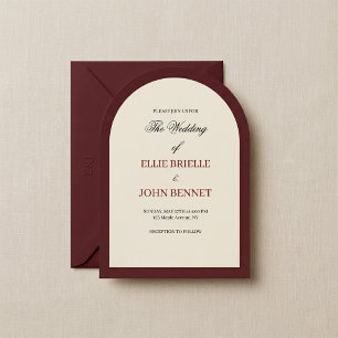 Rode en neutrale vintage trouwuitnodiging kaart