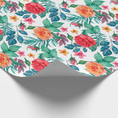 Rode en oranje rozen Huwelijksinpakpapier Cadeaupapier (Hoek)