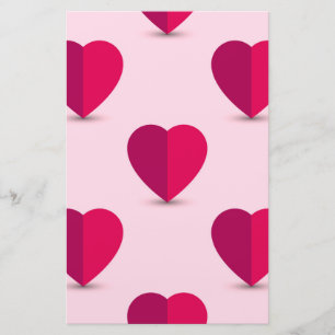 Rode en Paarse harten op een roze achtergrond Briefpapier