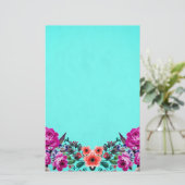 Rode en paarse rozen turkooizen briefpapier (Staand voorkant)
