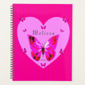  rode en Paarse vlinders Aangepaste naam meisje Planner (Voorkant)