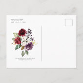 Rode en Paarse Waterverf Floral Lijst Wedding Uitnodiging Briefkaart (Achterkant)