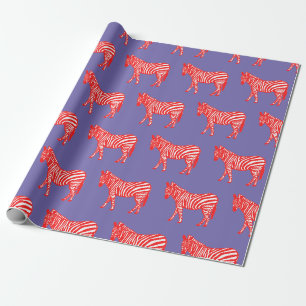 Rode en Paarse Zebra Cadeaupapier