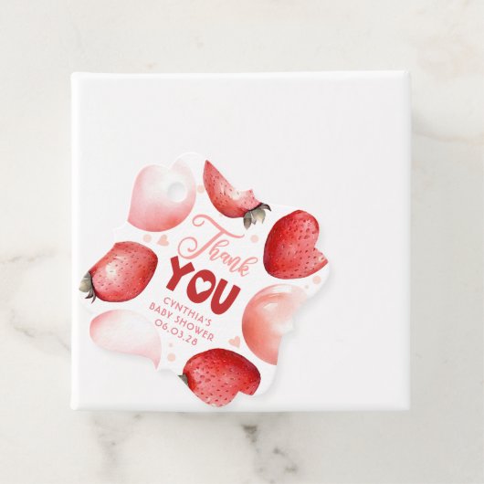 Rode en Roze Aardbei Dank u Bedankjes Labels (In situ)