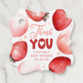 Rode en Roze Aardbei Dank u Bedankjes Labels (Voorkant)