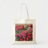 Rode en roze anthurium canvas tas (Voorkant)
