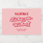 Rode en Roze Bachelorette Champange Sparkling Wijnetiket (Enkel label)