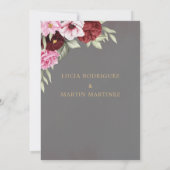 Rode en Roze Bloemstukken Nuestra Boda Kaart (Achterkant)