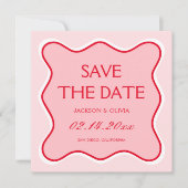Rode en roze bruiloft Bewaar de datumfoto Kaart (Voorkant)