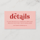 Rode en roze bruiloft details informatiekaartje (Voorkant)