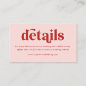Rode en Roze Bruiloft Website Informatiekaartje (Voorkant)