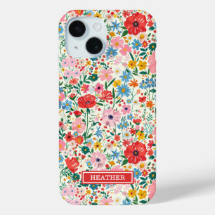 Rode en Roze Ditsy Bloemen Monogram