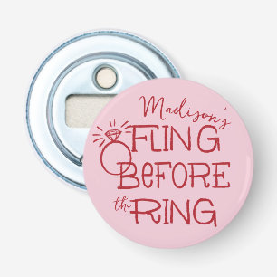 Rode en Roze Doodle Sketch Fling Before the Ring Button Flesopener