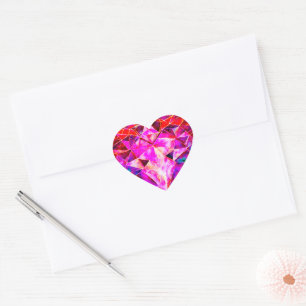 Rode en roze edelsteen hart edelsteen sticker