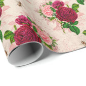  rode en roze Floral Cadeaupapier (Rol Hoek)