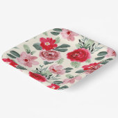Rode en roze Floral Pattern Papieren Bordje (Gebogen)