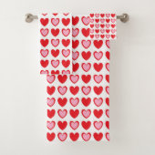 Rode en roze harten bad handdoek (Insitu)