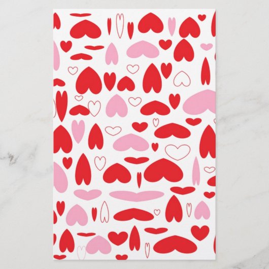 Rode en roze harten briefpapier (Voorkant)
