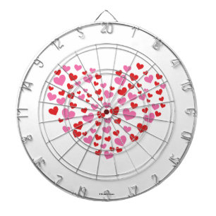 Rode en roze harten dartbord