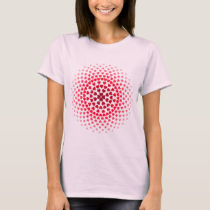 Rode en roze harten mandala t-shirt