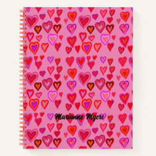 Rode en roze harten notitieboek