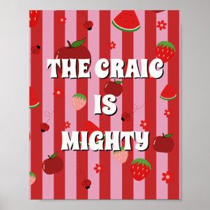 Rode en roze Ierse poster 'The craic is mighty'