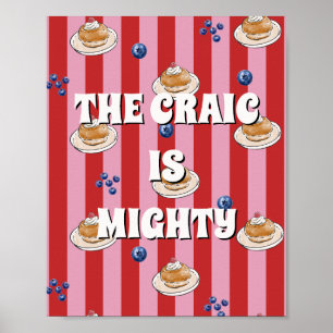 Rode en roze Ierse poster 'The craic is mighty'