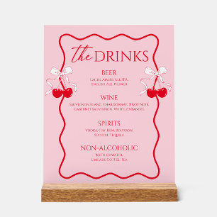 Rode en Roze Kersen Boog Bruidsdouche Drank Bar Acryl Bord