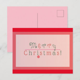 Rode en Roze Kerst met Kerstbal Briefkaart