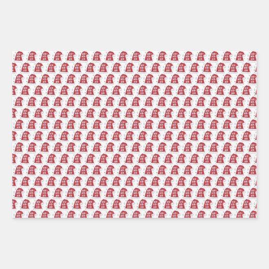 Rode en Roze Kerstman Kerstmis Inpakpapier Vel (Voorkant)