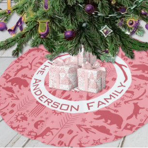 Rode EN Roze Kerstmis Familie Naam Rendier Pijlen Kerstboom Rok