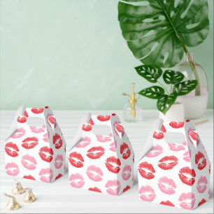 Rode en roze lippen, patroon van lippen, lippensti bedankdoosjes