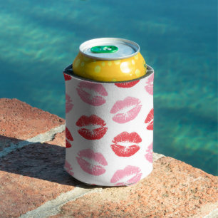 Rode en roze lippen, patroon van lippen, lippensti blikjeskoeler