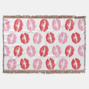 Rode en roze lippen, patroon van lippen, lippensti deken