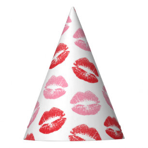 Rode en roze lippen, patroon van lippen, lippensti feesthoedjes