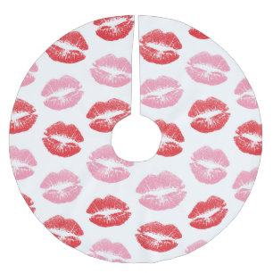 Rode en roze lippen, patroon van lippen, lippensti kerstboom rok
