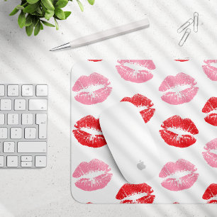 Rode en roze lippen, patroon van lippen, lippensti muismat