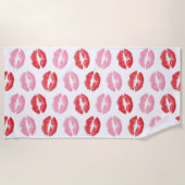 Rode en roze lippen, patroon van lippen, lippensti strandlaken (Voorkant)