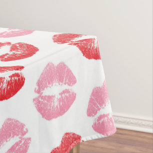 Rode en roze lippen, patroon van lippen, lippensti tafelkleed