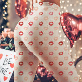 Rode en roze lipstick kus print leggings