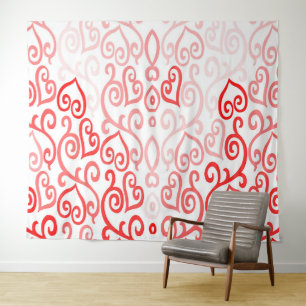 Rode en Roze Ombre Hart Wandkleed
