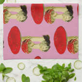 Rode en roze paddenstoelen theedoek (Gevouwen)